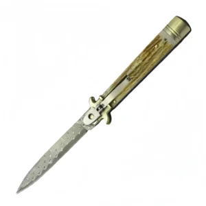 Nóż stiletto 9-Inch antler damasceński Stiletto Nóż