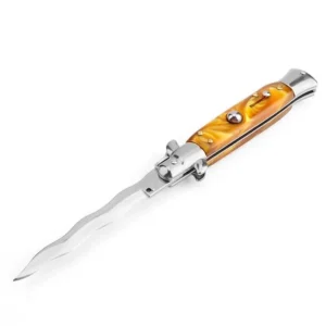 Nóż stiletto sprężynowy 8.75 Inch Italian Stiletto Switch Kris Blade Fick Nóż Orange