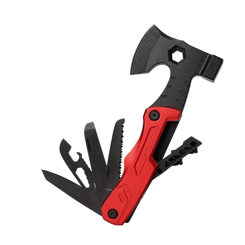 O1CN01NKN3r12I7WCSi9bdo_2217657629239-0-cib.jpg Siekiera Multifunctional survival axe pliers składany nóż pliers hammer with flint multi-purpose tool portable life-saving axe---RED