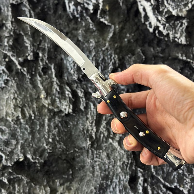 O1CN01kiTLBs1tCDqcC5Ya2_2215853255865-0-cib.jpg Nóż stiletto sprężynowy 9 Inch Scimitar Blade Switchblade Stiletto Switchblade