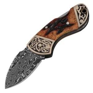 Nóż damasceński damasceński składany nóż carved copper head mini keychain home multifunctional
