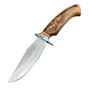 Nóż damasceński Maple Leaf outdoorowy damasceński Steel Straight Nóż Handmade kempingowy Equipment