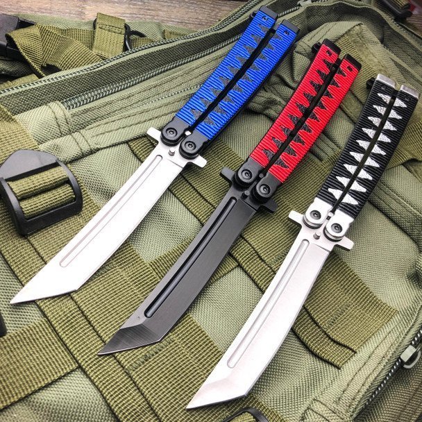 tanto-butterfly-knife.jpg Nóż motylkowy 9.5Inch Samurai Japanese Style Tanto Blade Butterfly Nóż Balisong